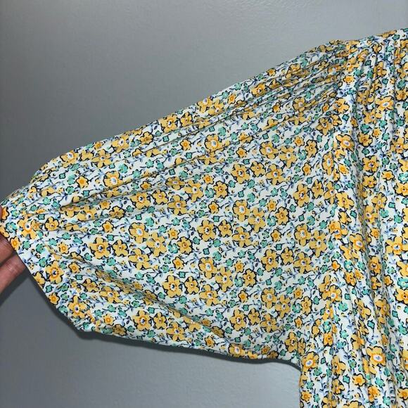 Faithfull the Brand Floral Midi Dress Sz. Small | Puff Sleeve Tie Front Feminine - Picture 7 of 15